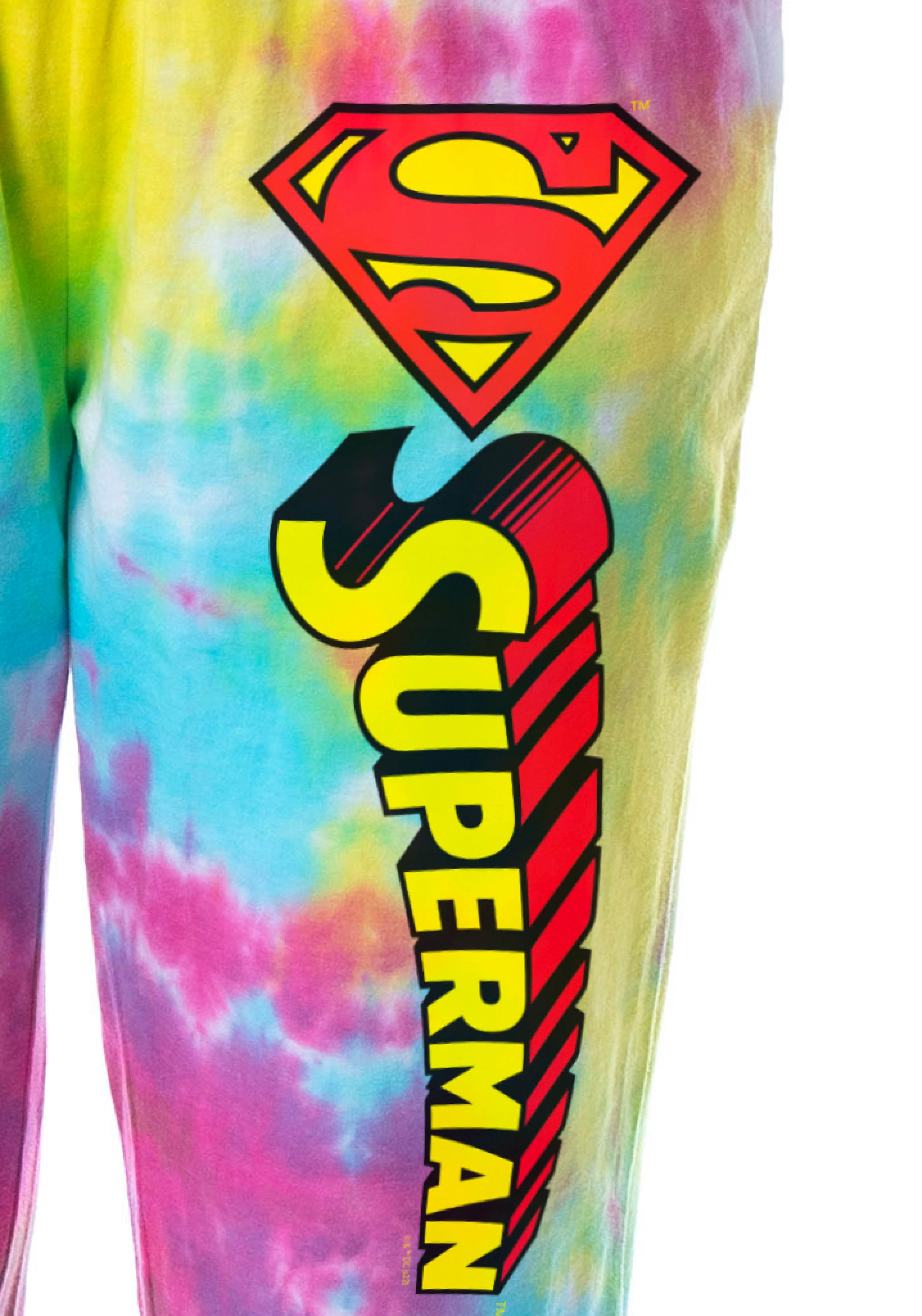 DC Comics Womens' Superman Logo 'S' Tie-Dye Jogger Sleep Pajama Pants