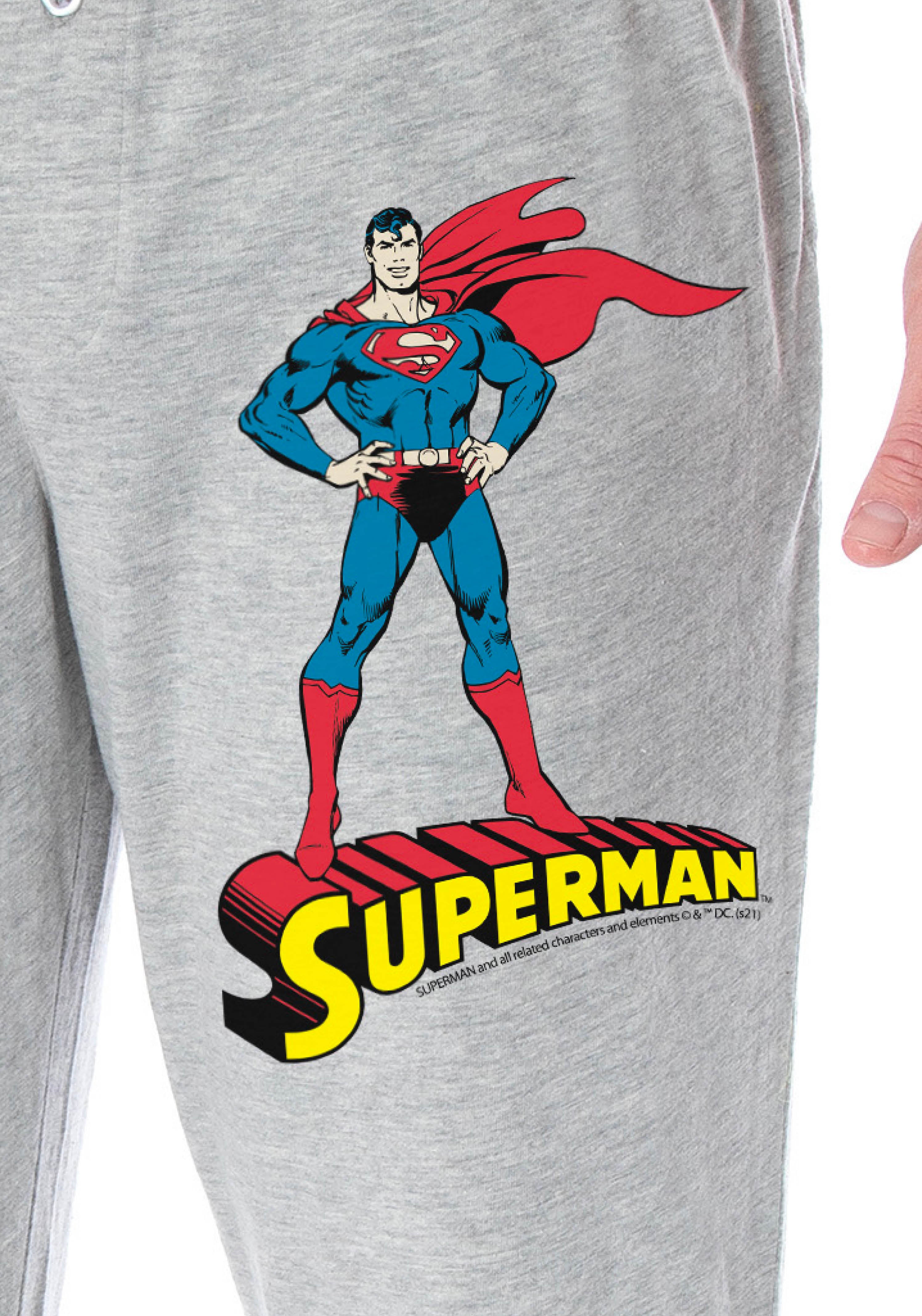 DC Comics Men's Vintage Superman Character And Logo Loungewear Pajama Pants