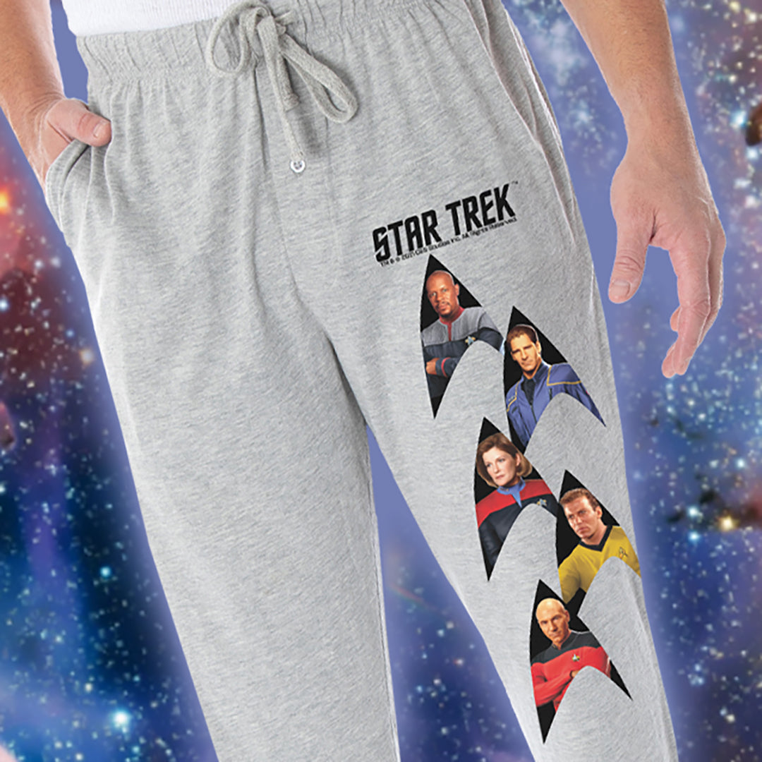 Star Trek Men's Captain Kirk Picard Janeway Archer Sisko Insignia Stack Lounge Pajama Pants