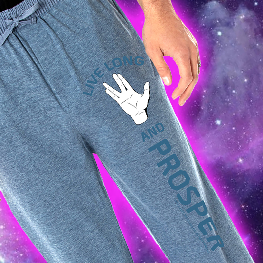 Star Trek Men's The Original Series TOS Spock Live Long And Prosper Vulcan Salute Lounge Pajama Pants