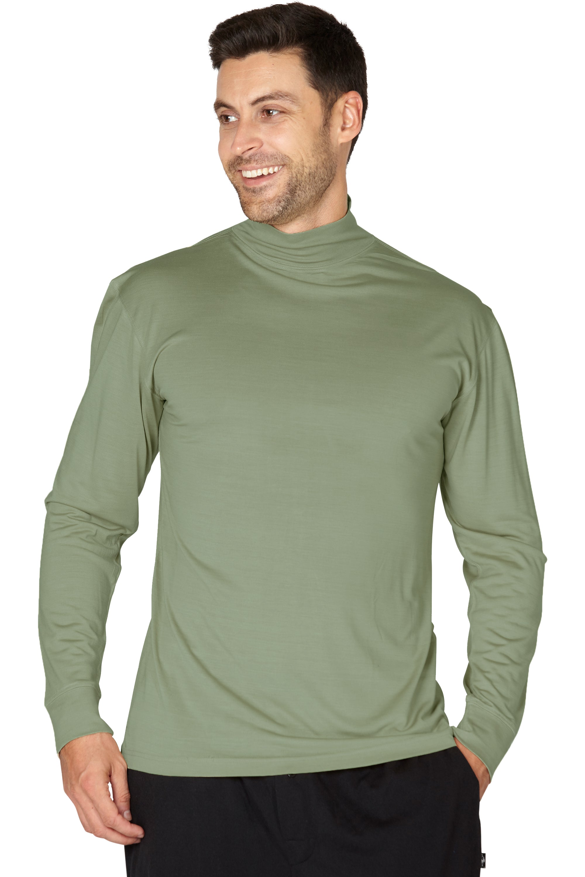 Intimo Unisex Mens Womens Silk Mock Turtleneck Long Sleeve Shirt