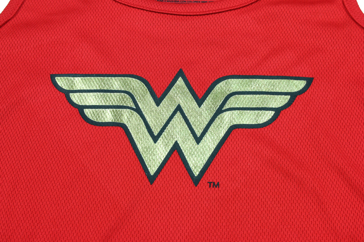 Wonder Woman Big Girls Logo Mesh Tank & Shorts PJ Set