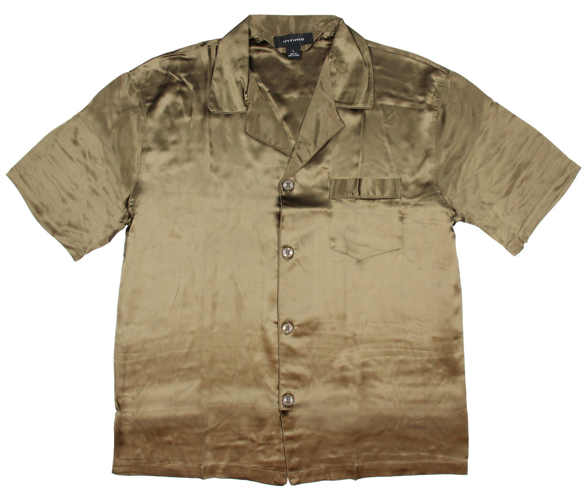 Intimo Mens Silk Button Up One Pocket Shirt