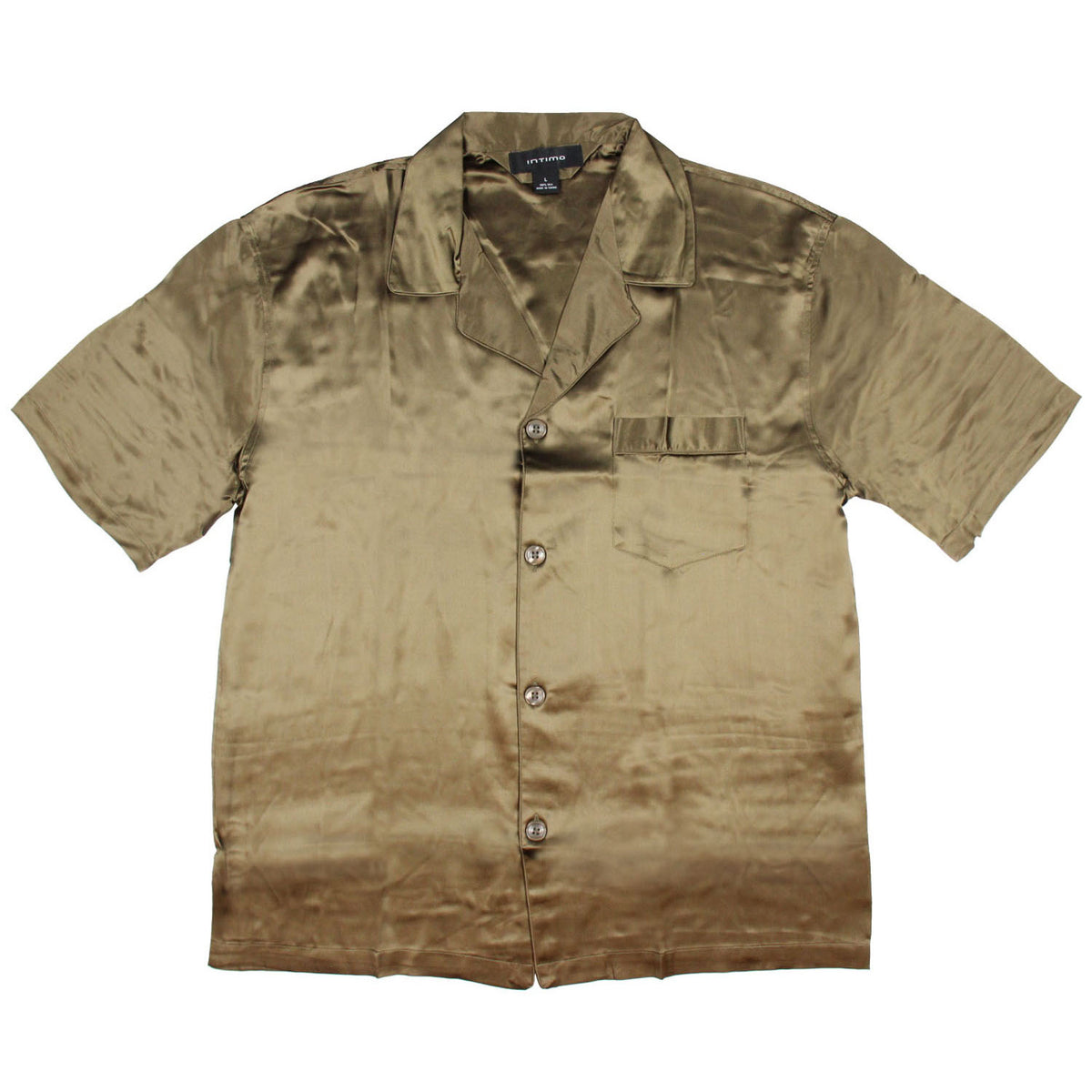 Intimo Mens Silk Button Up One Pocket Shirt