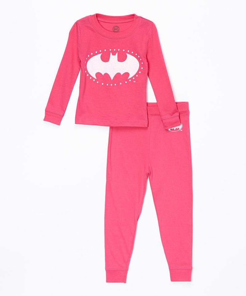 Batgirl Girls Long Sleeve Fuchsia Pajama Set