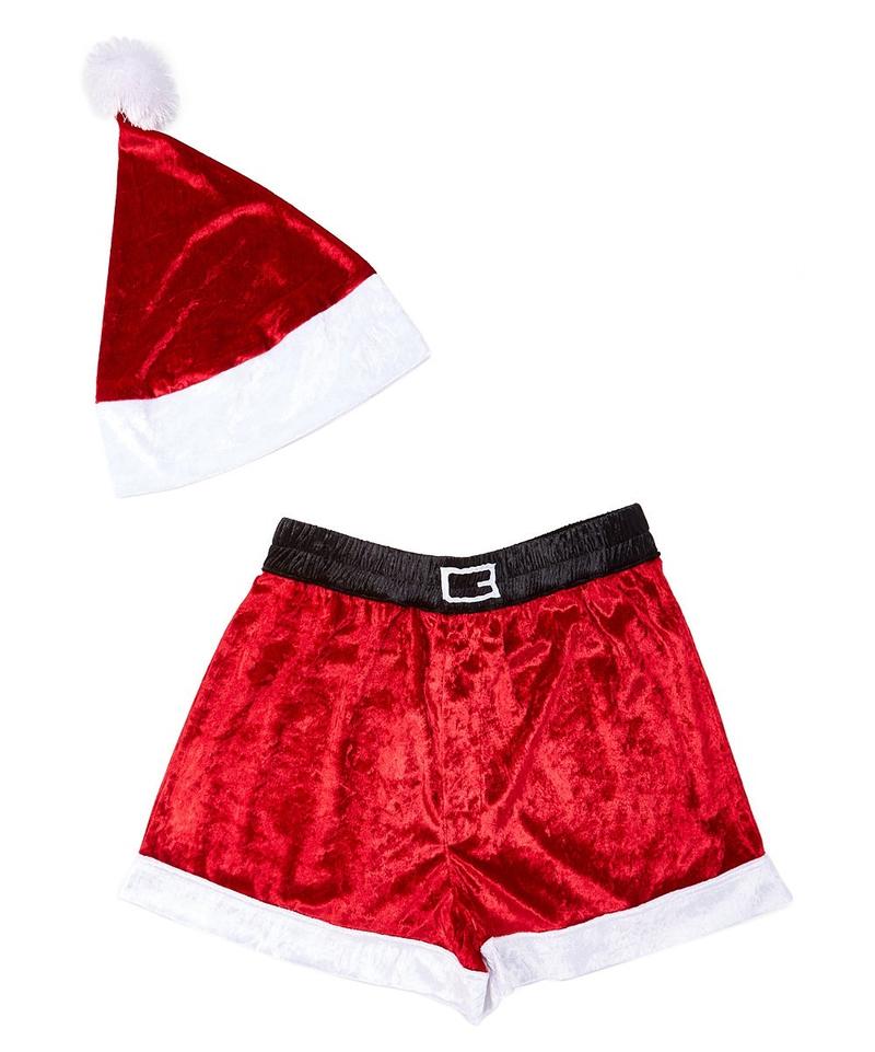Mens Santa Faux Crushed Boxers with Hat