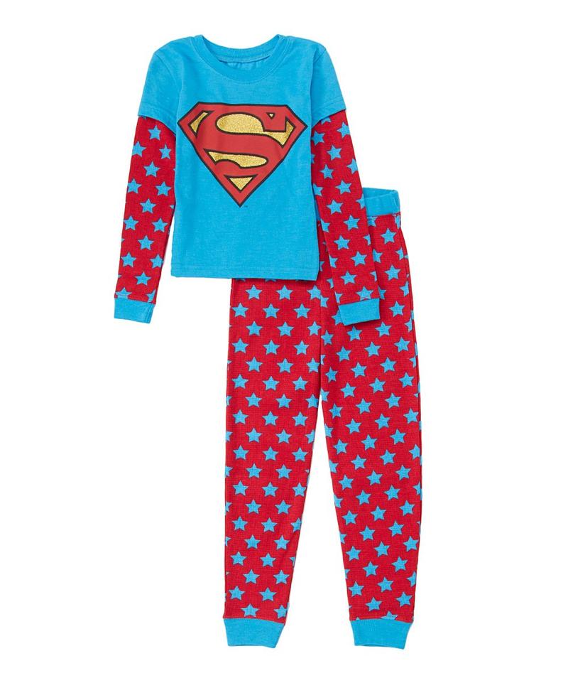 Supergirl Girls Thermal Waffler Pajama Set