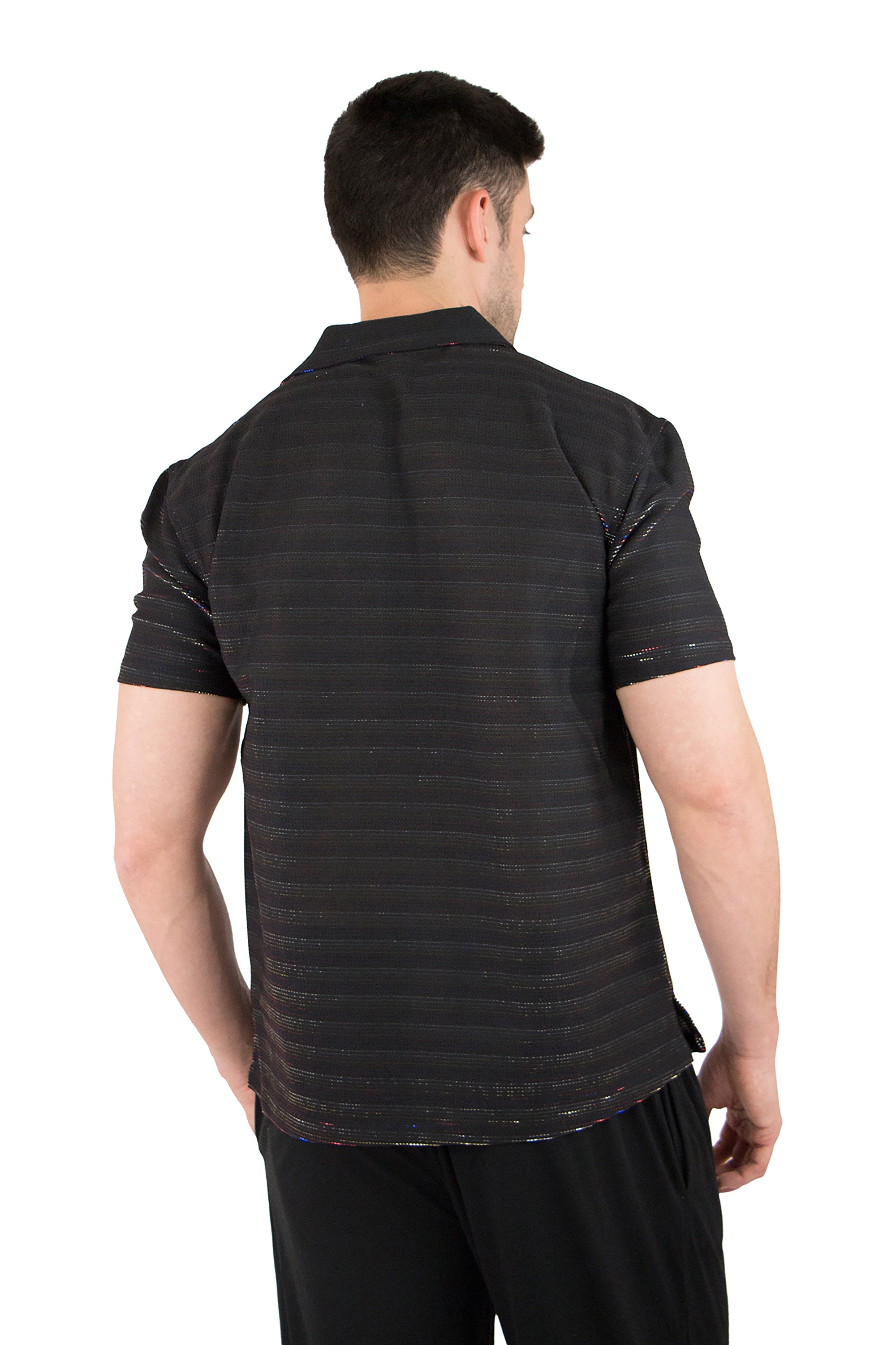 INTIMO Men's Glittering Party Camp Button Up Short Sleeve Shirt