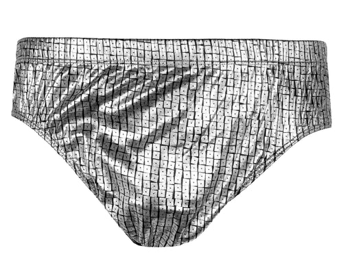 Intimo Mens Silver Squares Geometric Print Bikini Brief Underwear