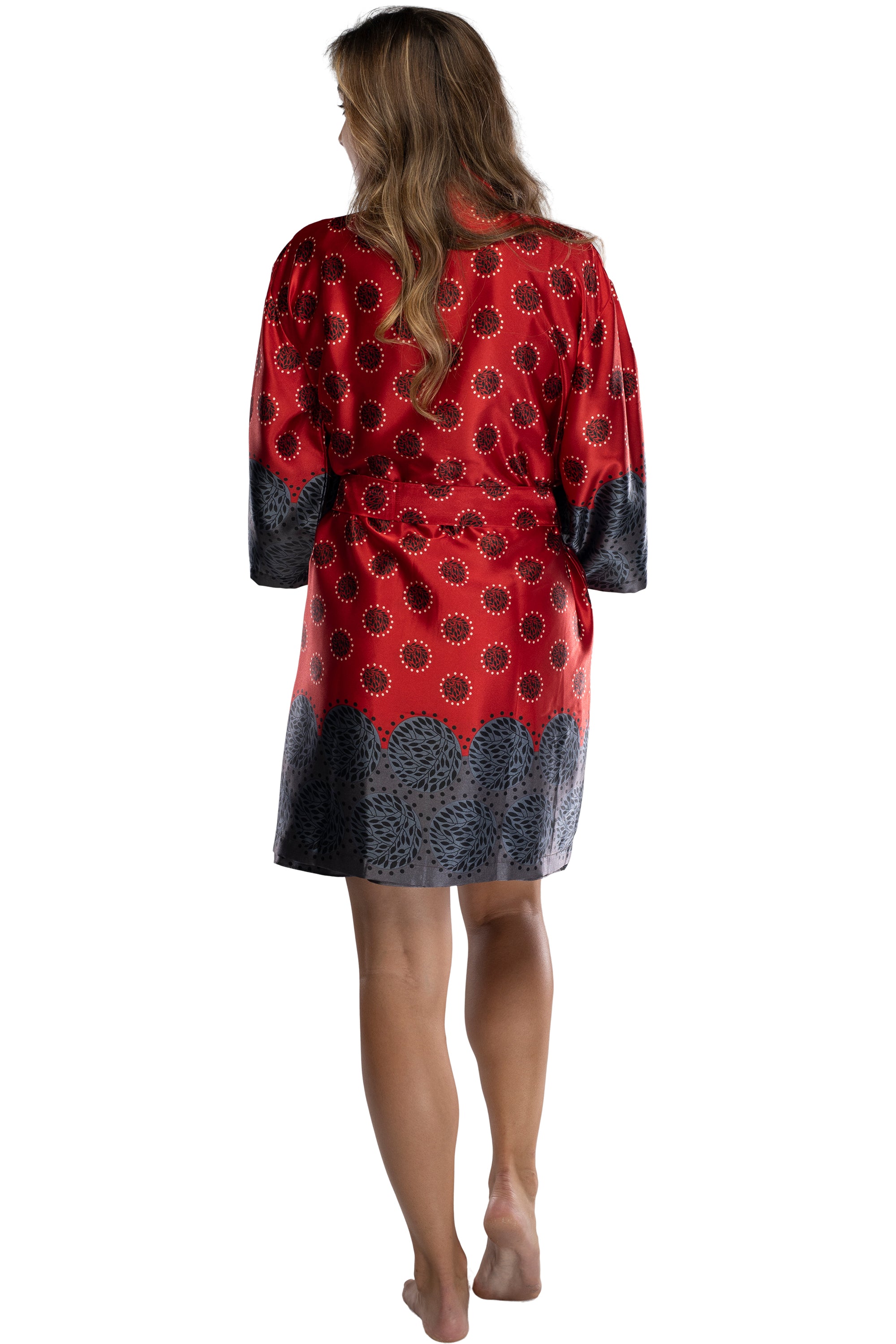Intimo Womens Woven Polyester Soft Comfy Robe Red