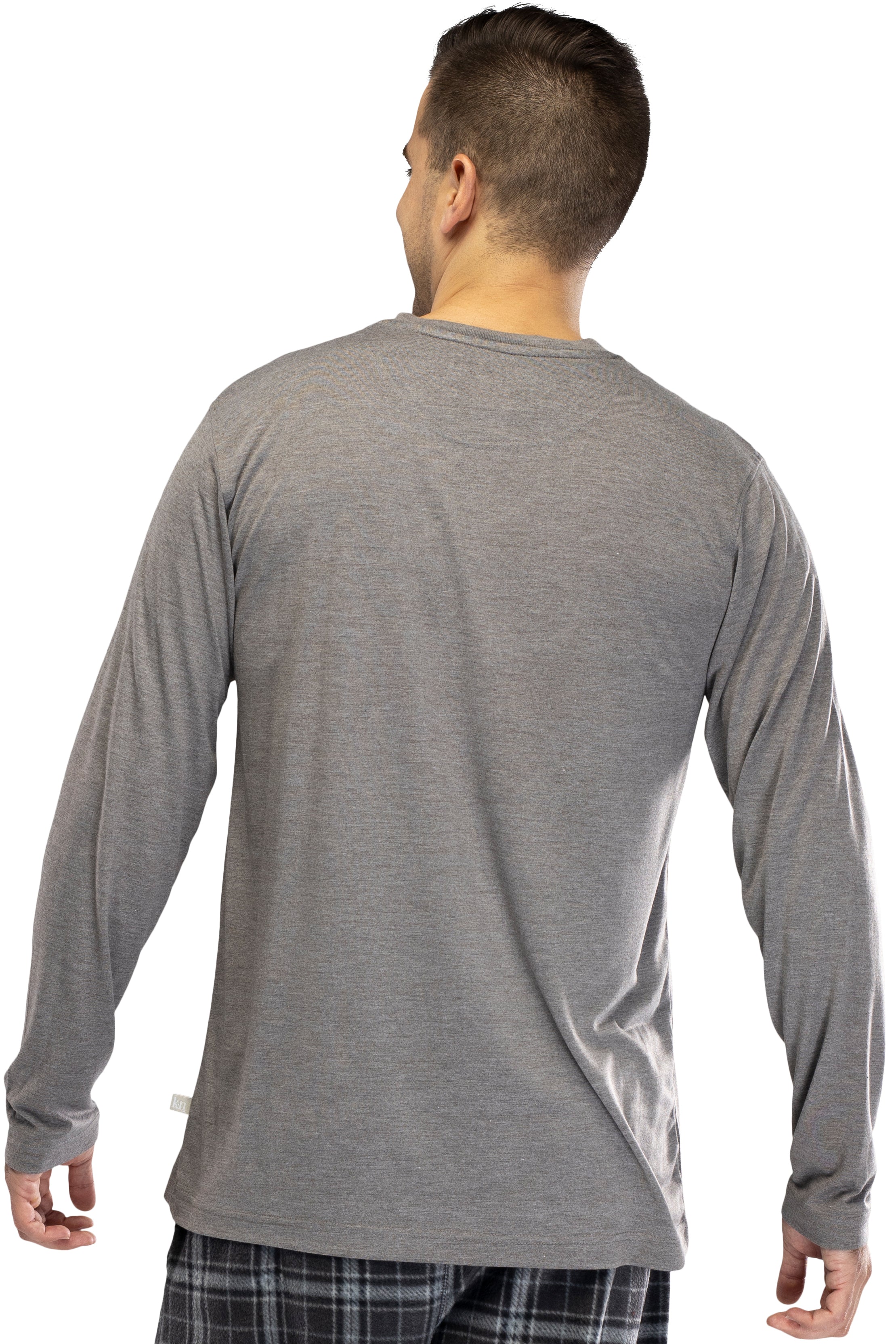 INTIMO Men's Knit Long Sleeve V-Neck Pajama Lounge Shirt