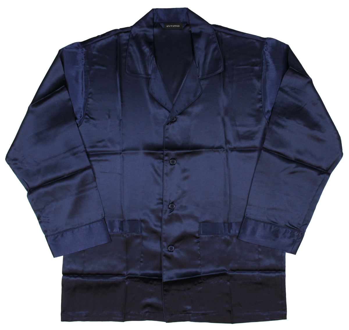 INTIMO Men's Silk Pajama Long-Sleeve Adult T-Shirt Loungewear