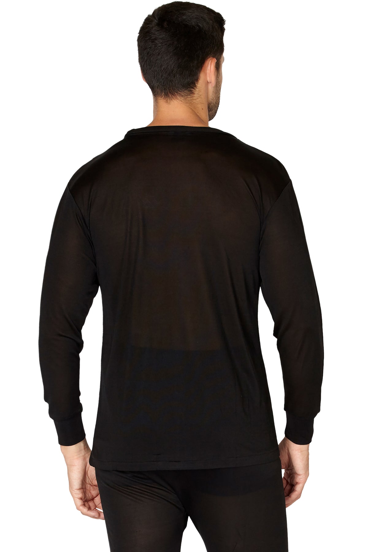 INTIMO Men's Classic Silk Long-Sleeve Pajama T-Shirt Loungewear Sleepwear