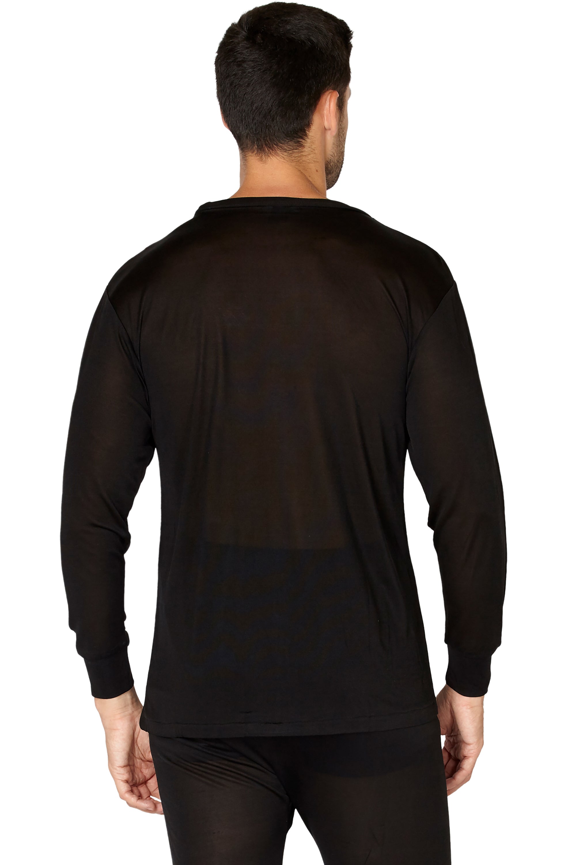 INTIMO Men's Classic Silk Long-Sleeve Pajama T-Shirt Loungewear Sleepwear