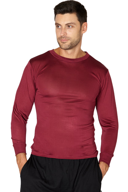 INTIMO Men's Classic Silk Long-Sleeve Pajama T-Shirt Loungewear Sleepwear
