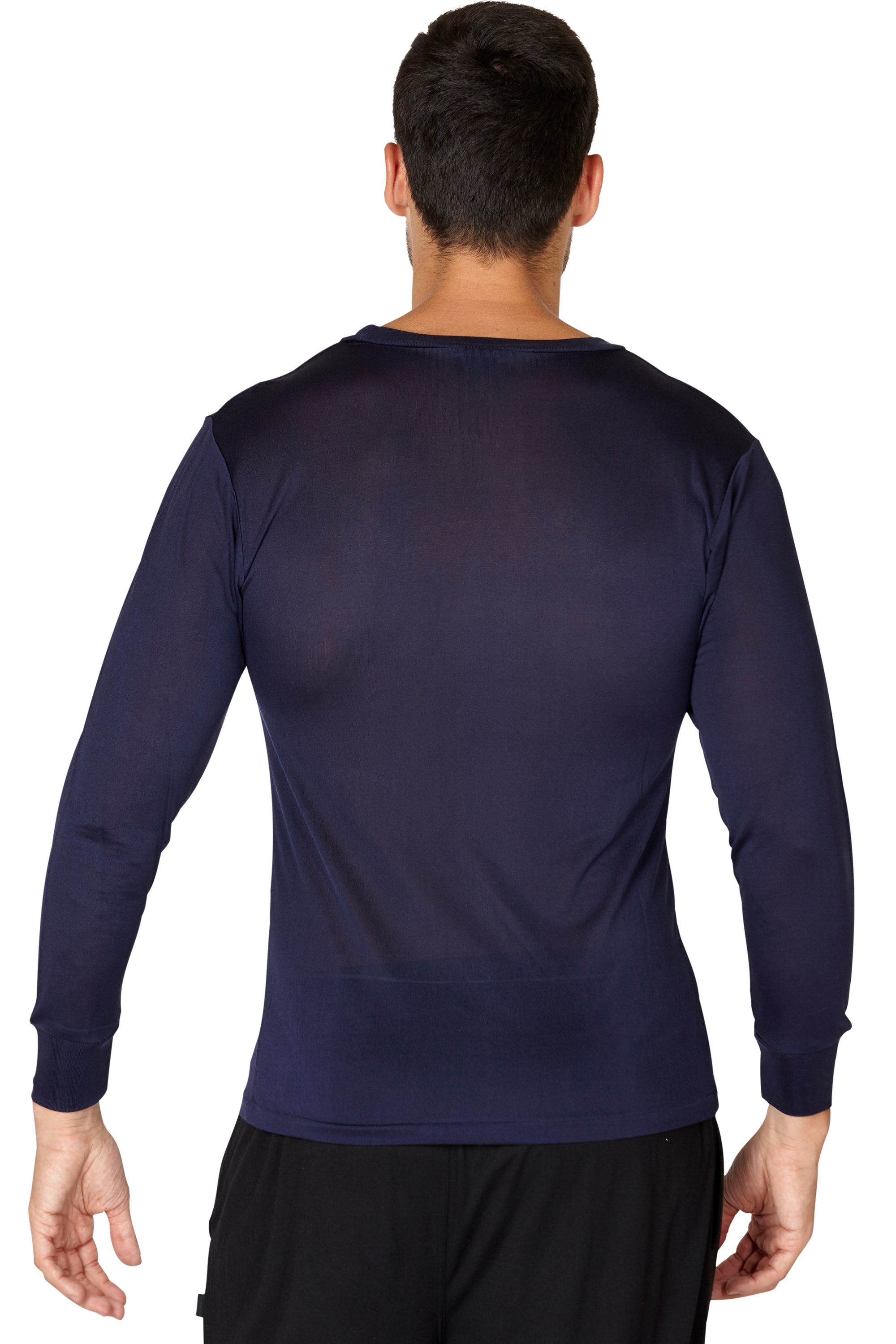 INTIMO Men's Classic Silk Long-Sleeve Pajama T-Shirt Loungewear Sleepwear