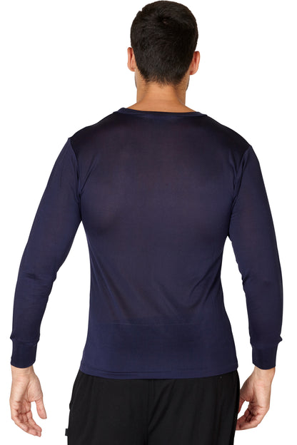 INTIMO Men's Classic Silk Long-Sleeve Pajama T-Shirt Loungewear Sleepwear