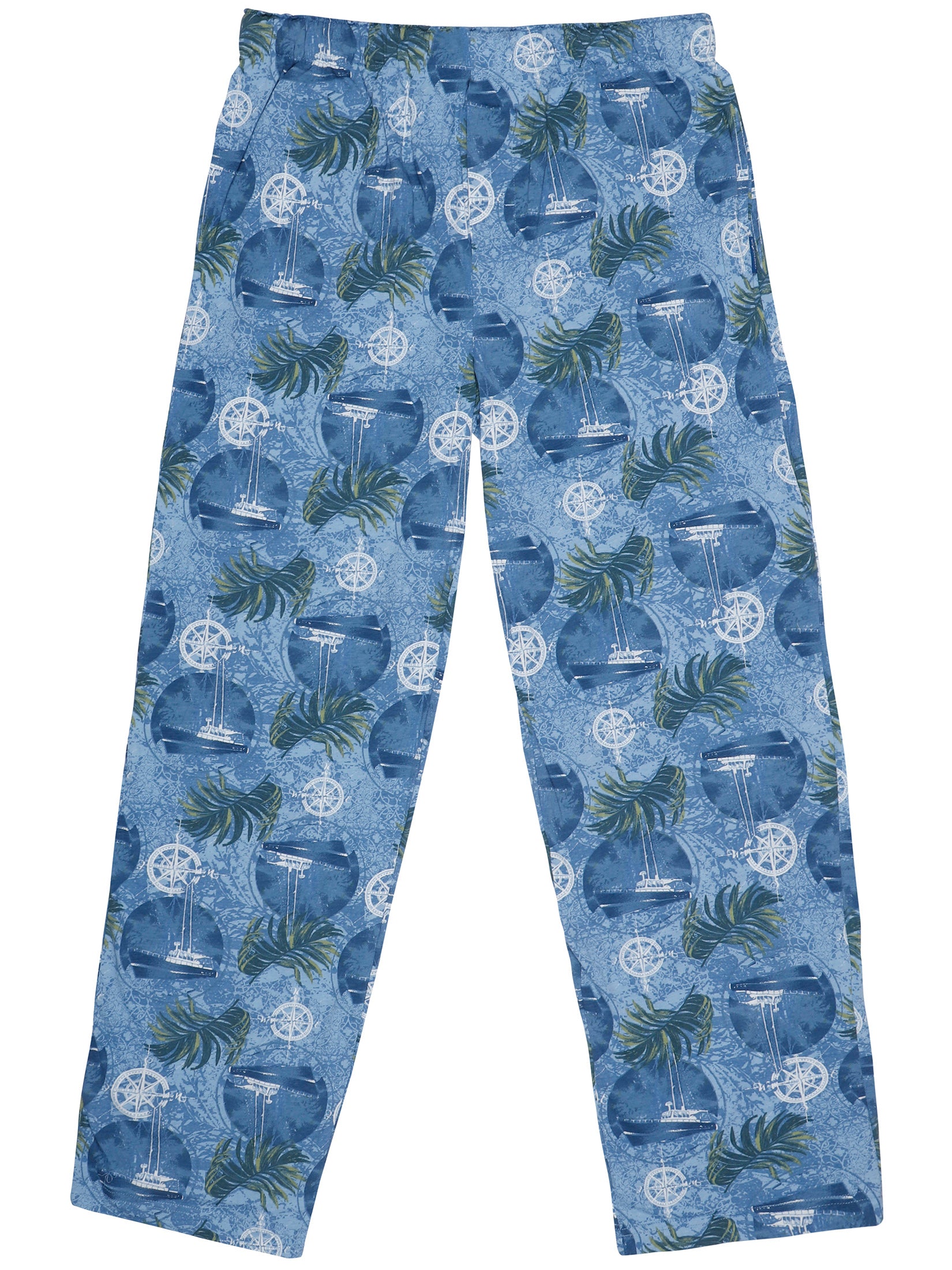 Caribbean Joe Mens' Sailboat Palm Leaf Print Pajama Pants