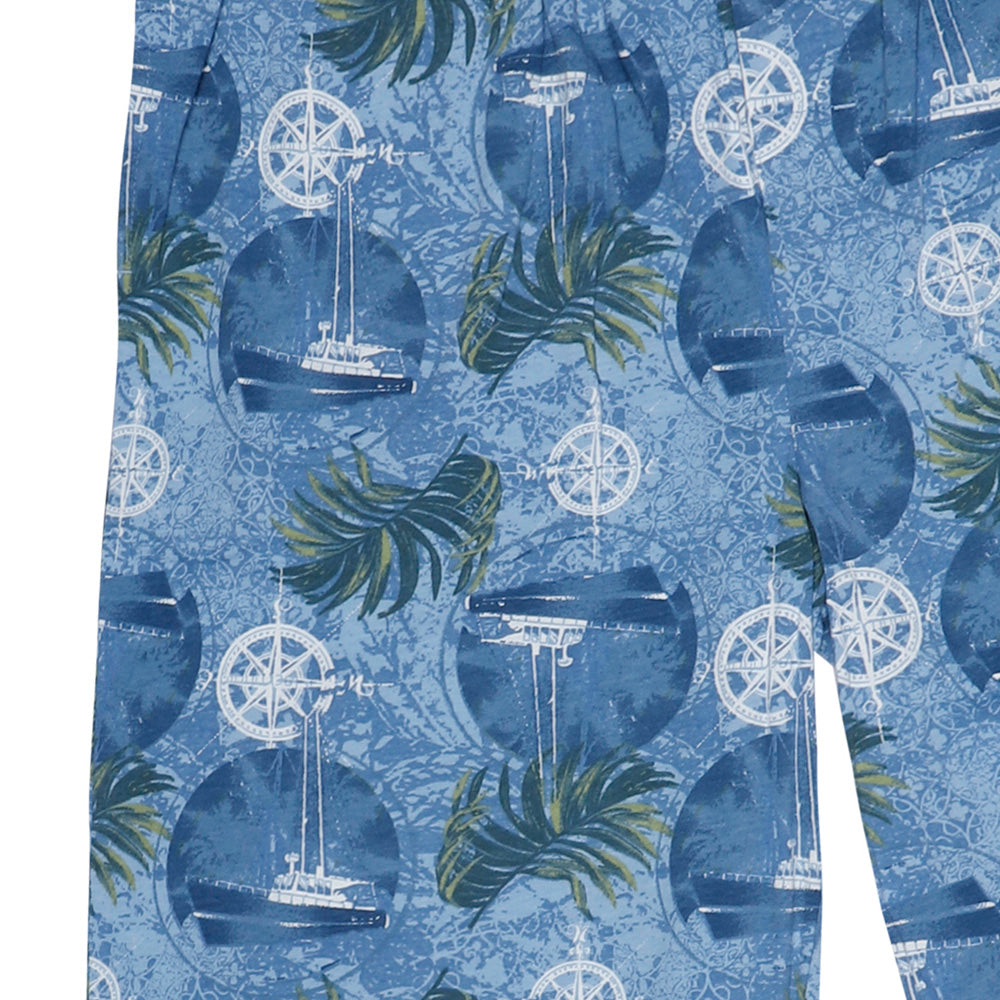 Caribbean Joe Mens' Sailboat Palm Leaf Print Pajama Pants
