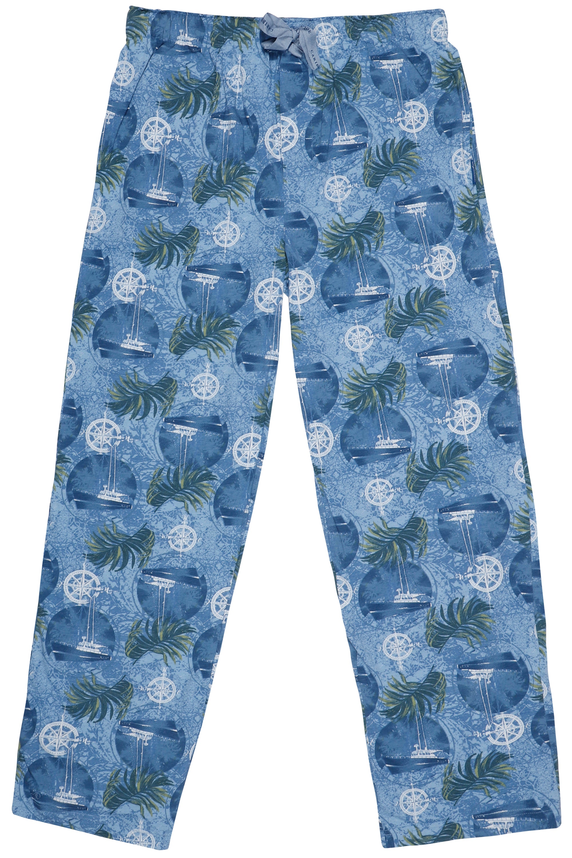 Caribbean Joe Mens' Sailboat Palm Leaf Print Pajama Pants