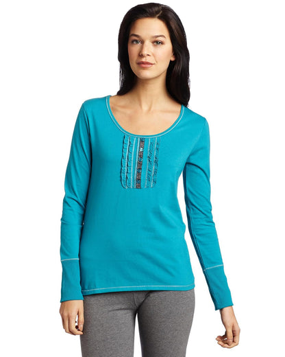 INTIMO Women's Soft Fleece Long Sleeve Adult T-Shirt Casual Loungewear