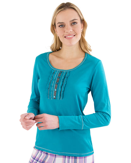 INTIMO Women's Soft Fleece Long Sleeve Adult T-Shirt Casual Loungewear