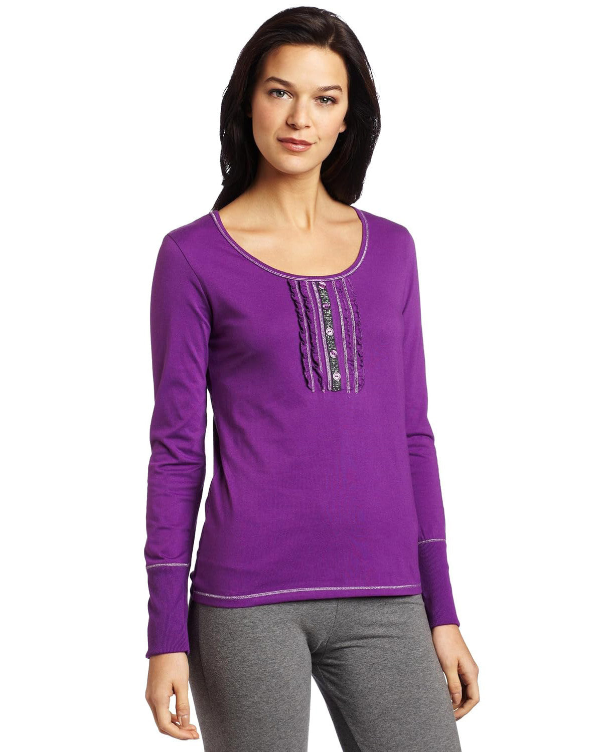 INTIMO Women's Soft Fleece Long Sleeve Adult T-Shirt Casual Loungewear