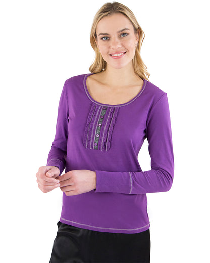 INTIMO Women's Soft Fleece Long Sleeve Adult T-Shirt Casual Loungewear