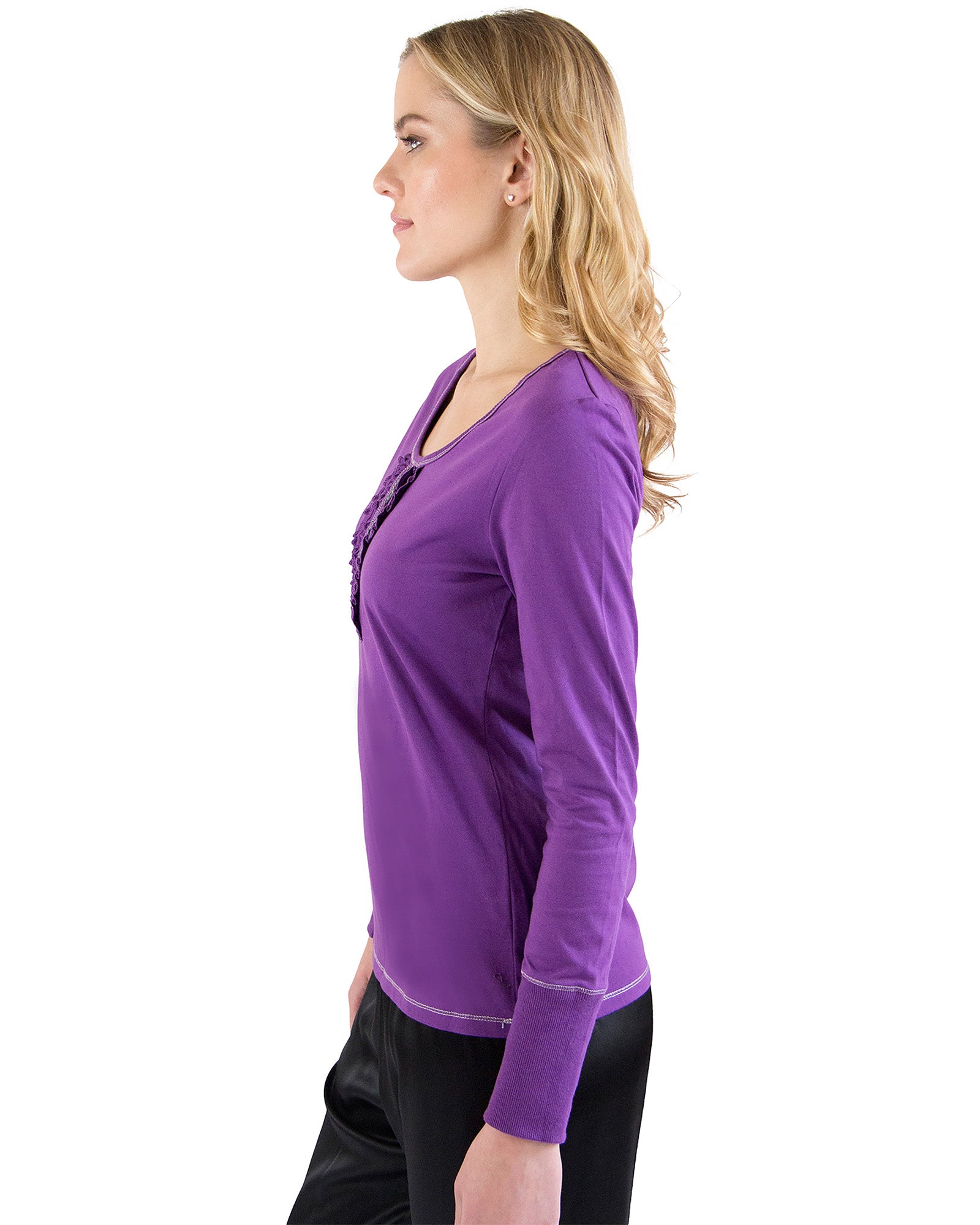 INTIMO Women's Soft Fleece Long Sleeve Adult T-Shirt Casual Loungewear
