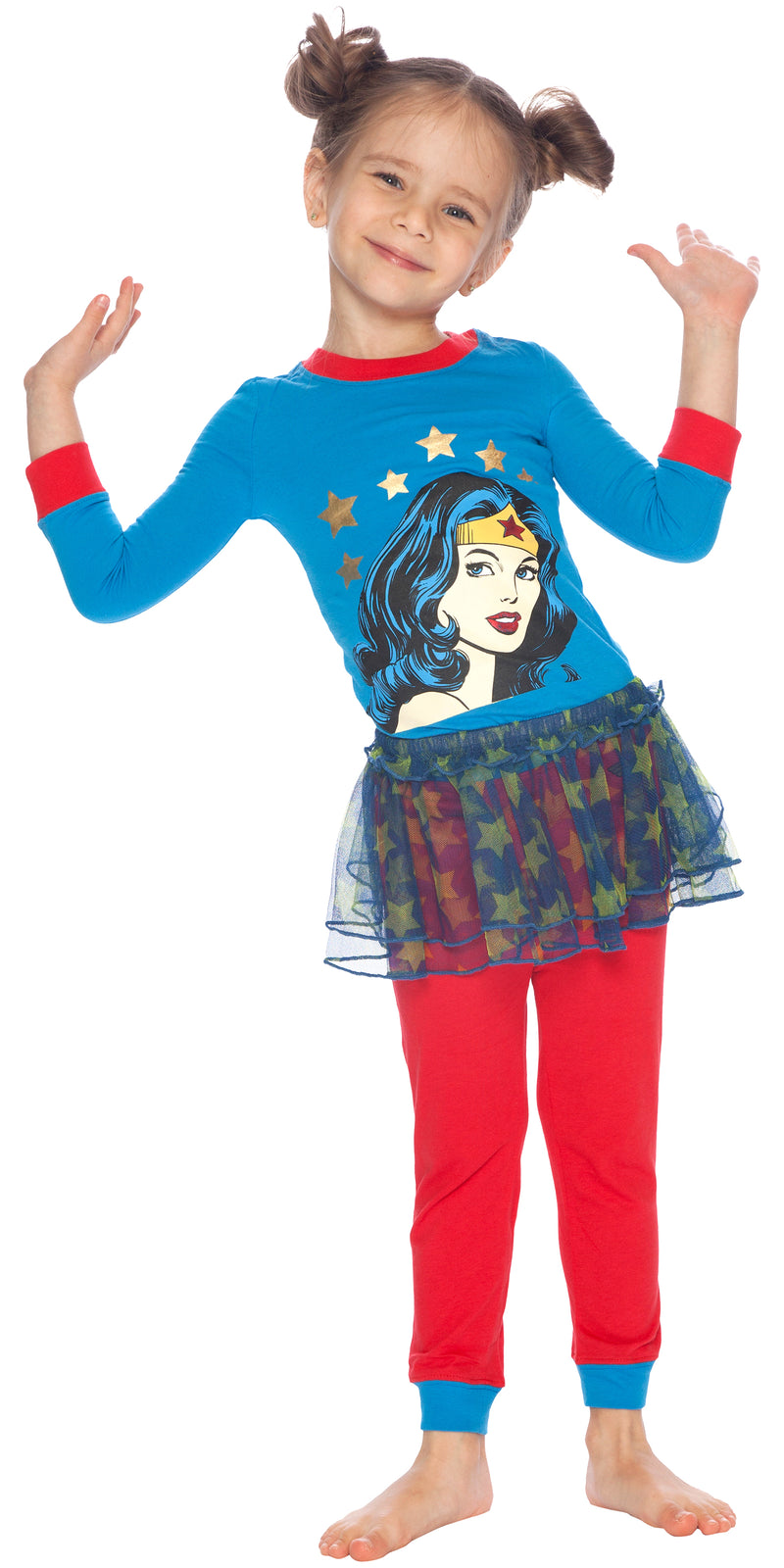 DC Comics Toddler Girls Wonder Women Snug-Fit Cotton 3 Piece Tutu Pajama Set