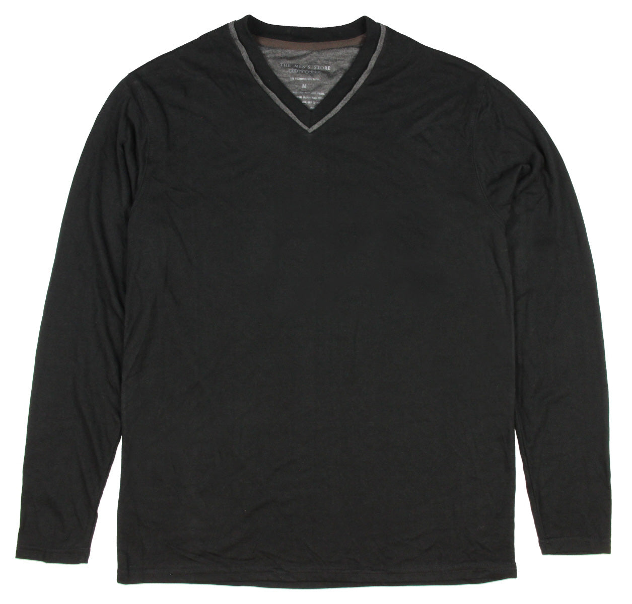 INTIMO Men's Soft Fabric Blend Knit Long-Sleeve V-Neck Adult T-Shirt