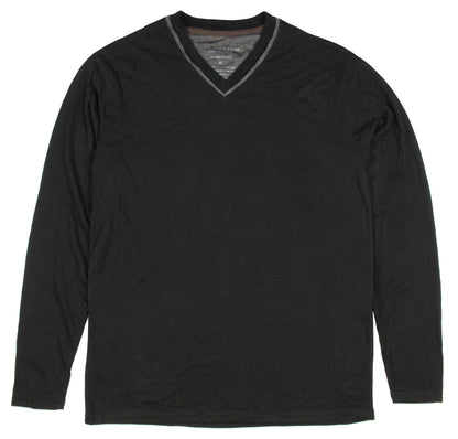 INTIMO Men's Soft Fabric Blend Knit Long-Sleeve V-Neck Adult T-Shirt