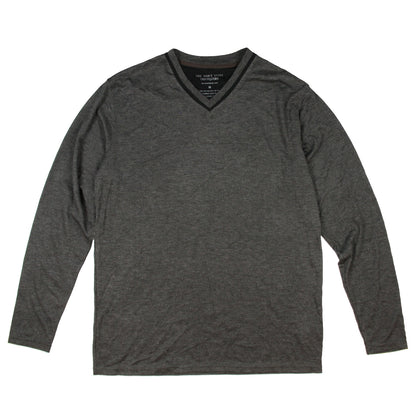 INTIMO Men's Soft Fabric Blend Knit Long-Sleeve V-Neck Adult T-Shirt
