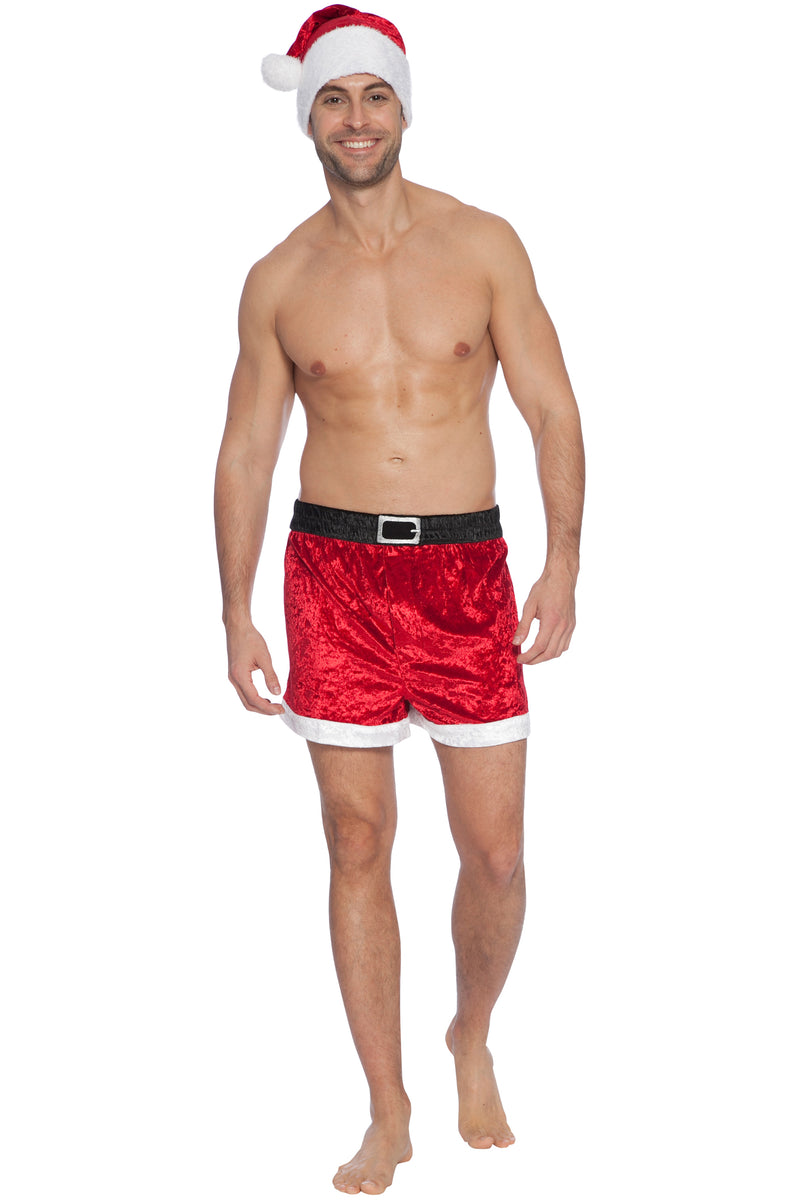 INTIMO Men's Velour Holiday Boxers with Hat