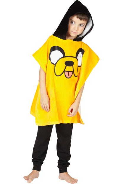 Adventure Time Jake Hooded Bath Beach Swim Poncho Towel, Yellow, 4-7