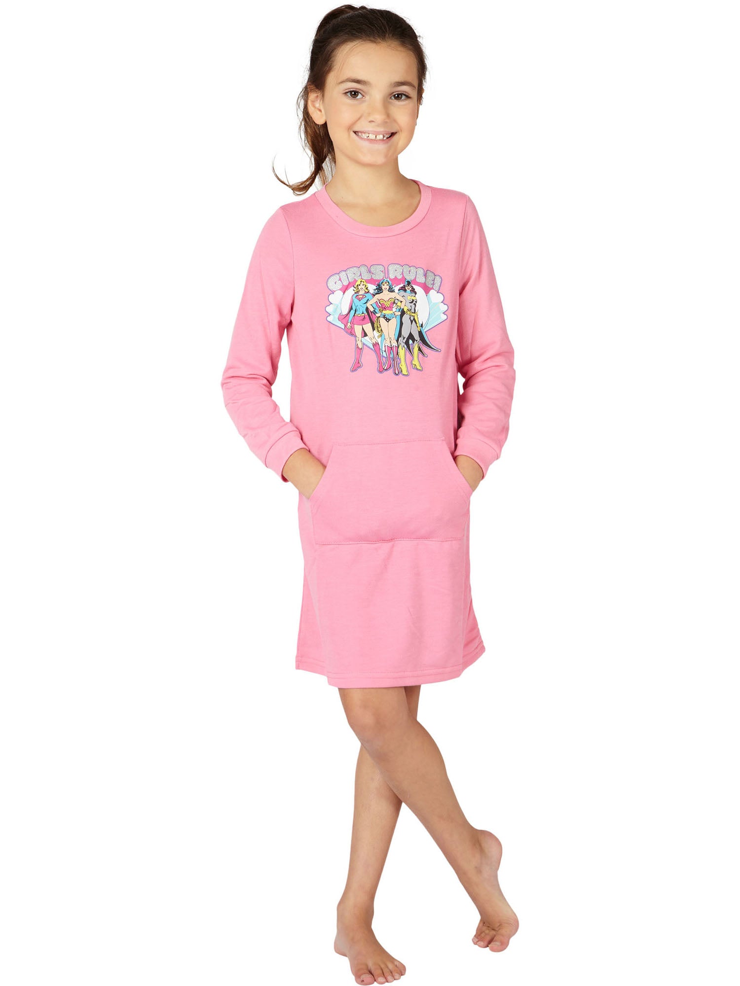 DC Comics Girls Rule Supergirl Batgirl Wonder Woman French Terry Nightgown