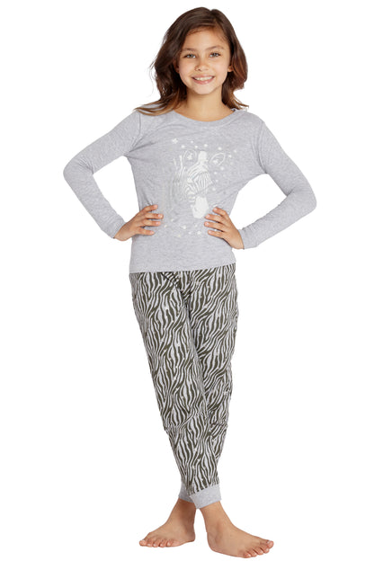 Chloe & Olivia Shining Star Cotton Pajama Set, Gray, 10