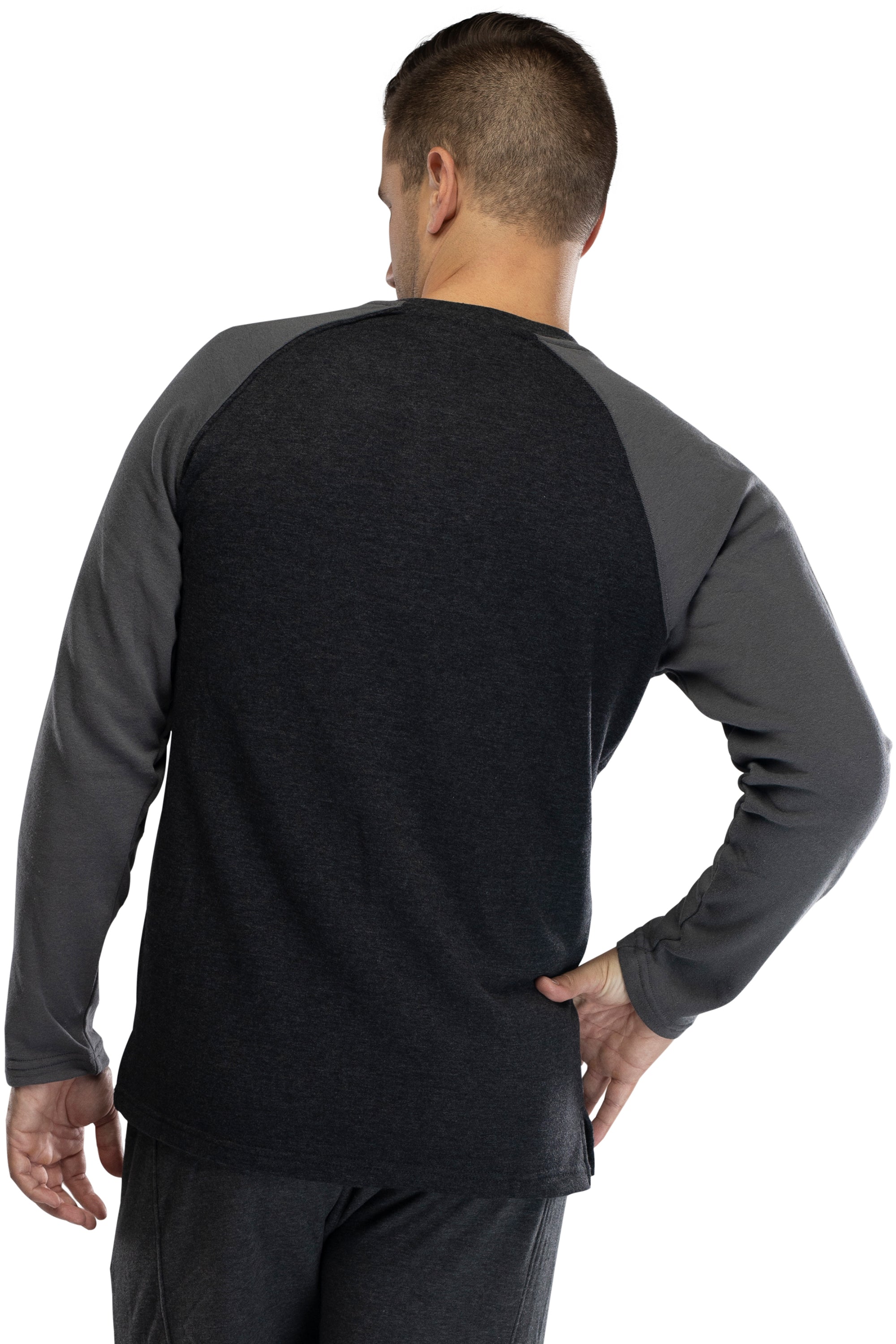 Intimo Men's Cotton Rayon Soft Fleece Henley Long Sleeve Shirt