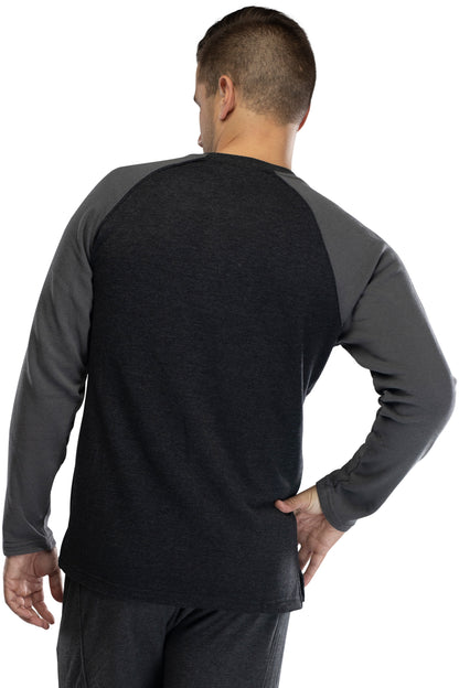 Intimo Men's Cotton Rayon Soft Fleece Henley Long Sleeve Shirt