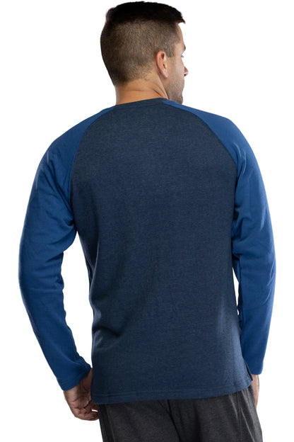 Intimo Men's Cotton Rayon Soft Fleece Henley Long Sleeve Shirt