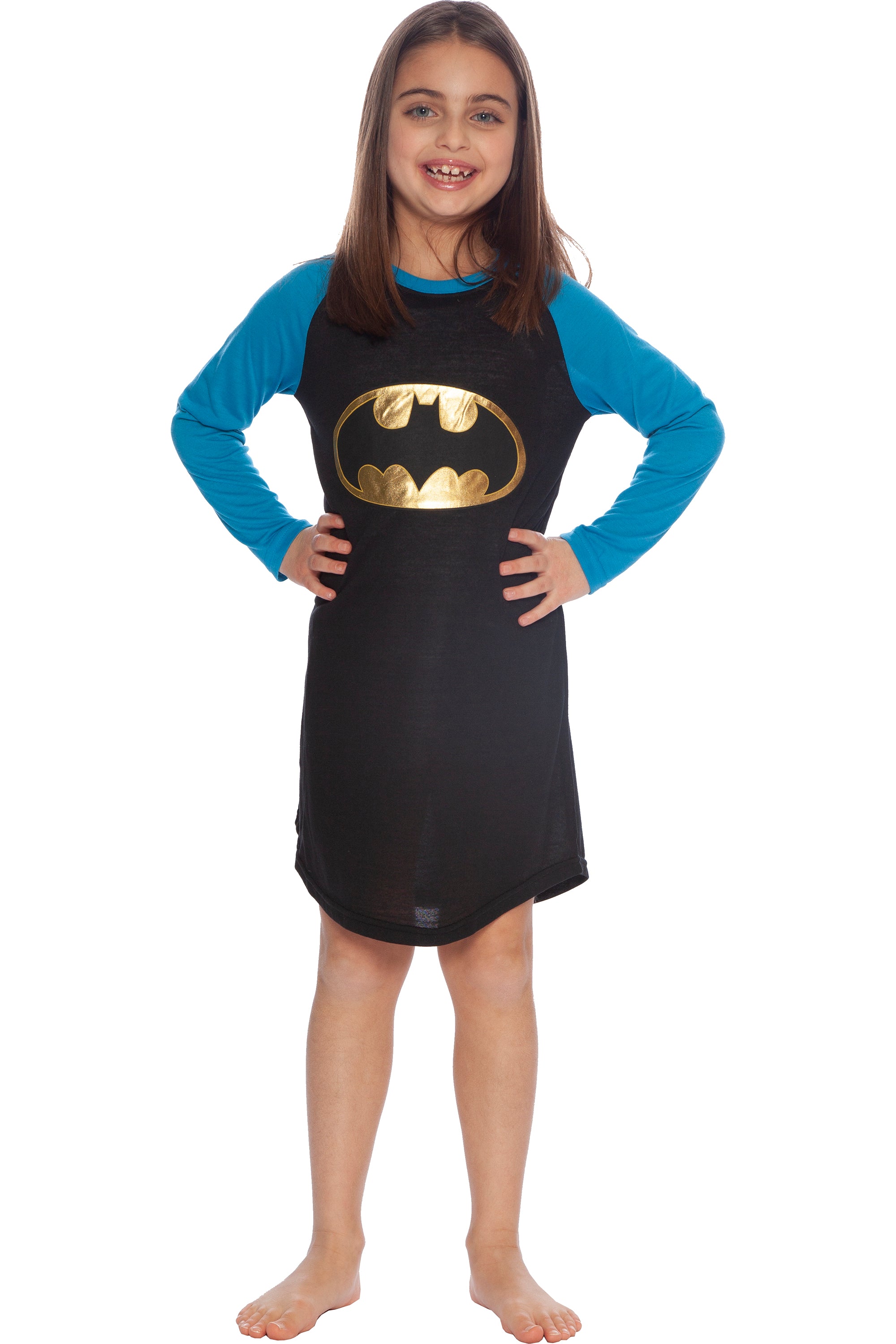 DC Comics Girl's Batman Batgirl Gold Foil Pajama Nightgown Sleepwear