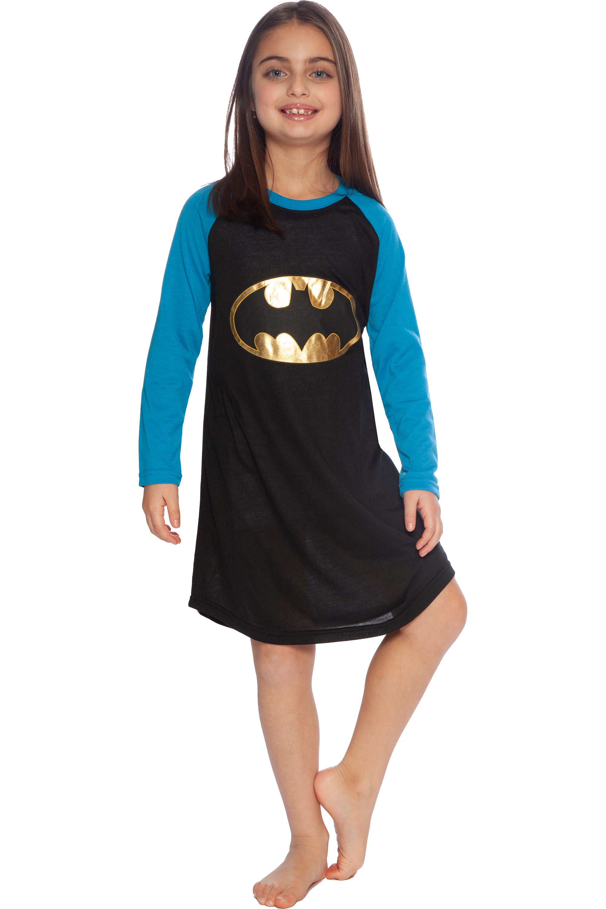 DC Comics Girl's Batman Batgirl Gold Foil Pajama Nightgown Sleepwear