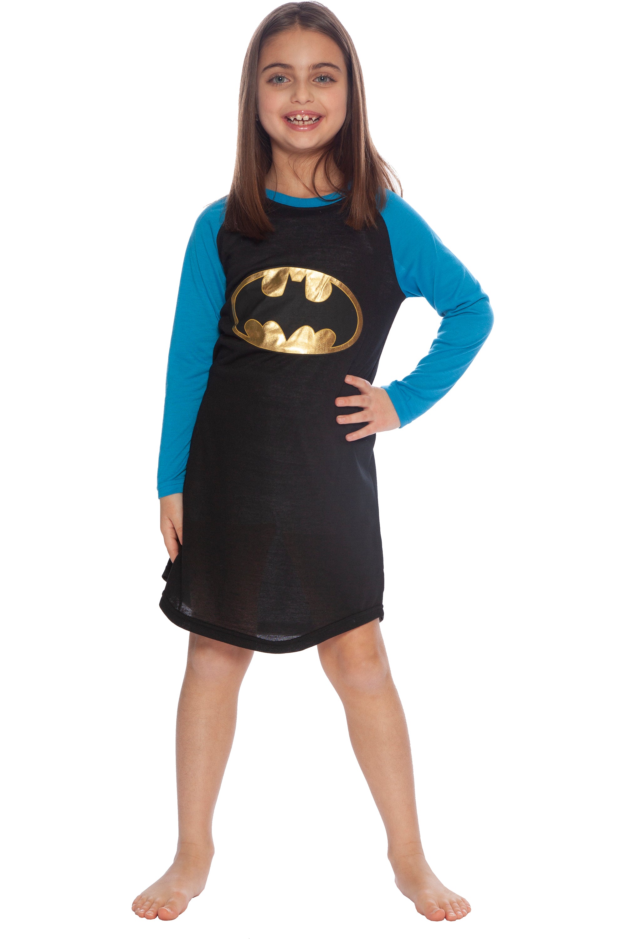DC Comics Girl's Batman Batgirl Gold Foil Pajama Nightgown Sleepwear