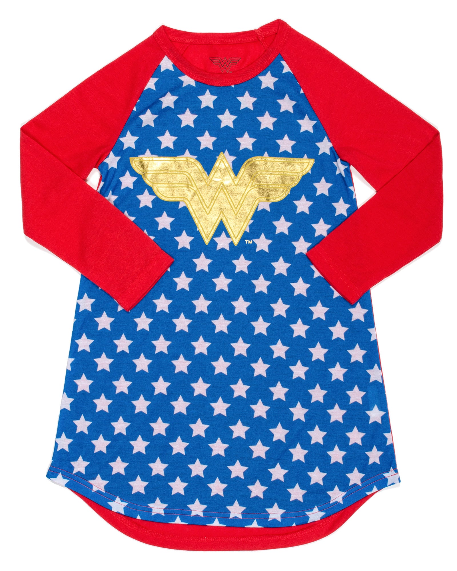 Wonder Woman Big Girls Raglan Gold Foil Nightgown