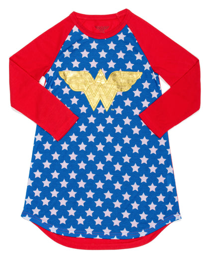 Wonder Woman Big Girls Raglan Gold Foil Nightgown