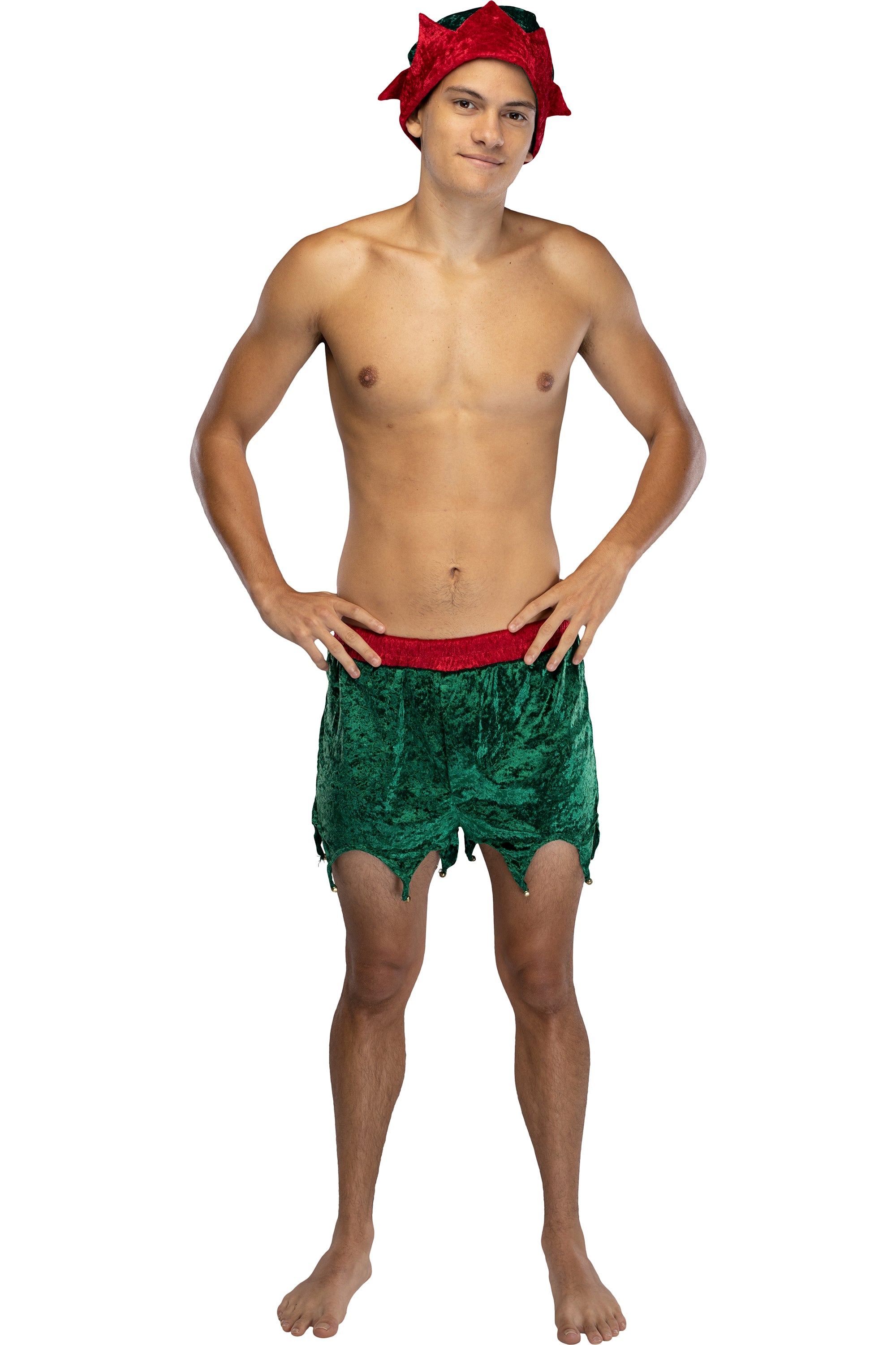 Mens' Elf Boxer Shorts w/ Hat Crushed Velvet Underwear