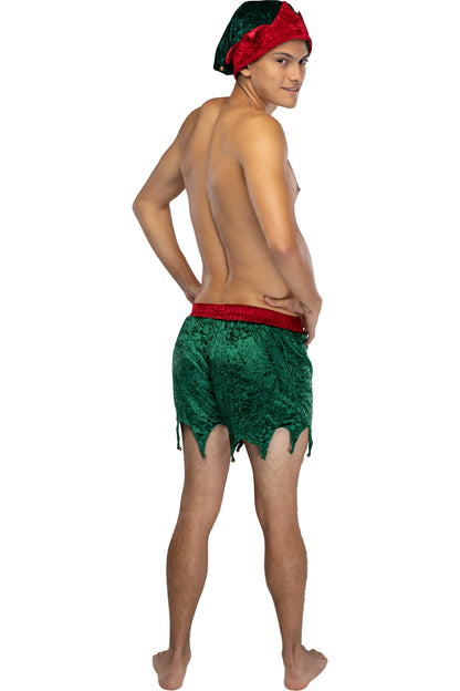 Mens' Elf Boxer Shorts w/ Hat Crushed Velvet Underwear