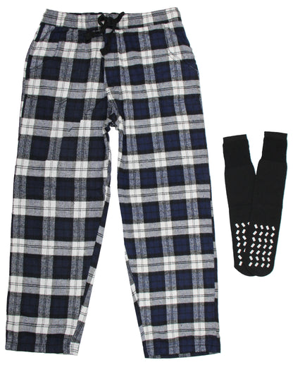 Intimo Men's Flannel Pajama Sleep Lounge Pants with Slipper Socks