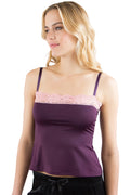 Intimo Womens Microfiber Camisole with Contrast Lace