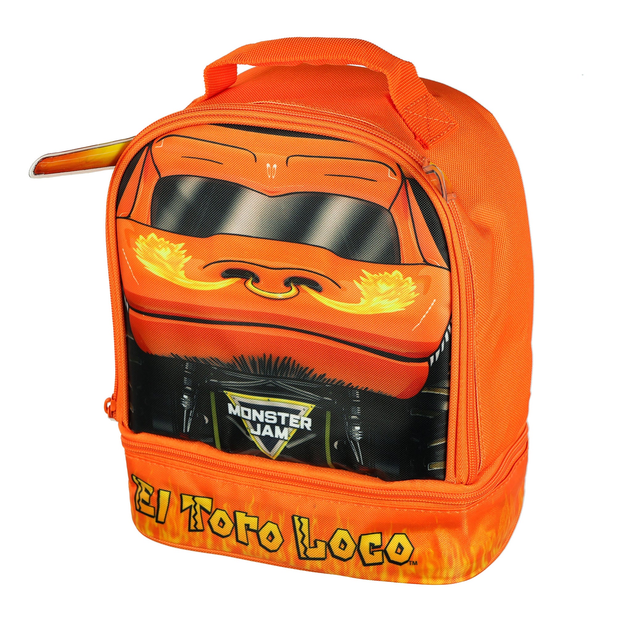 Monster Jam Lunch Box El Toro Loco Dual-Compartment Insulated Tote Bag 10"